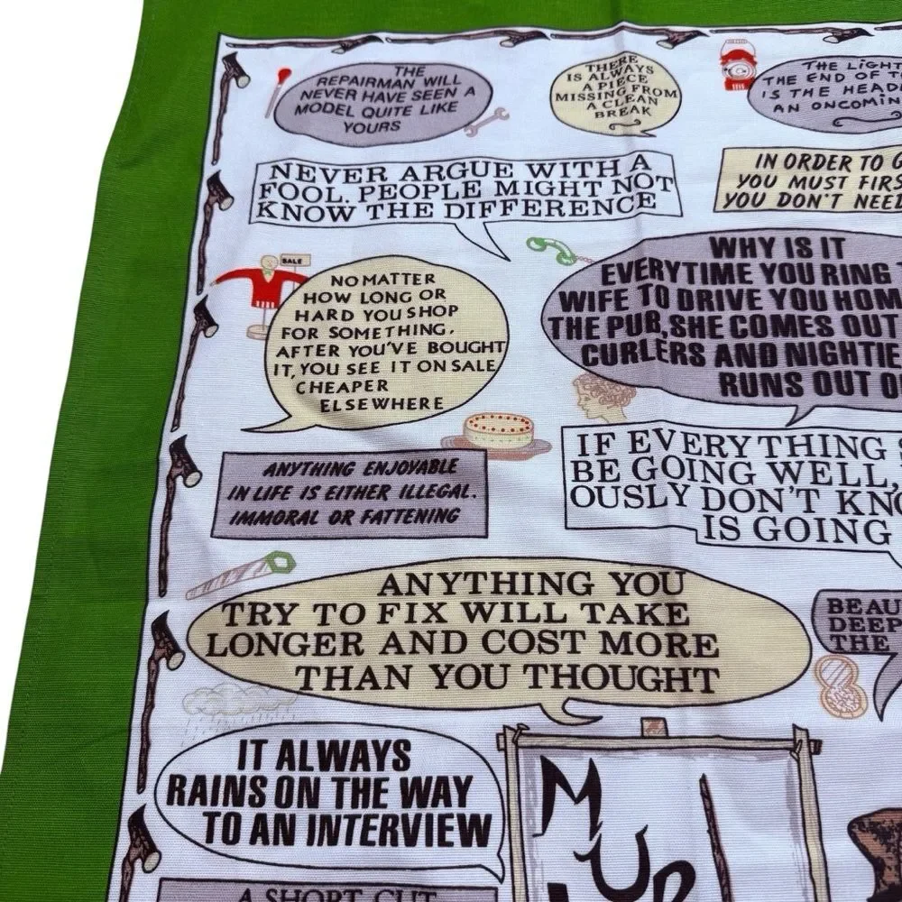Vintage Murphys Law Irish Tea Towel Cotton McCaw Allan Ireland Leprechaun